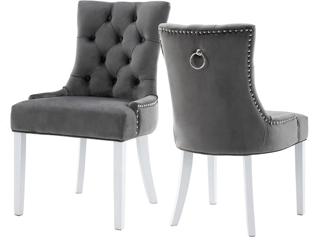 Velvet Dining Chairs Set of 2, Modern Upholstered Dining Room Chairs with Wooden Legs and Padded Seat, Contemporary Kitchen Chairs Parsons Chairs...
