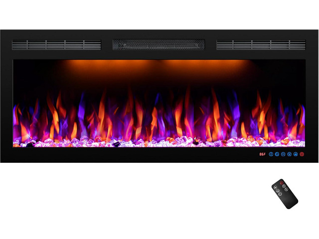 40inch Electric Fireplace, Recessed& Wall Mounted Fireplace Heater with Larger Screen, Colorful Flame Warm and Decorate Home with Remote Control,...