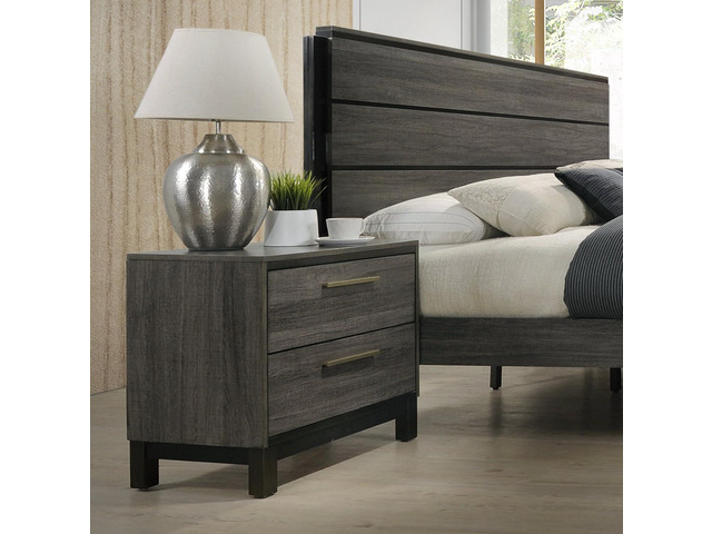 Roundhill Furniture Loana Wood 2-Drawer Nightstand, Antique Grey
