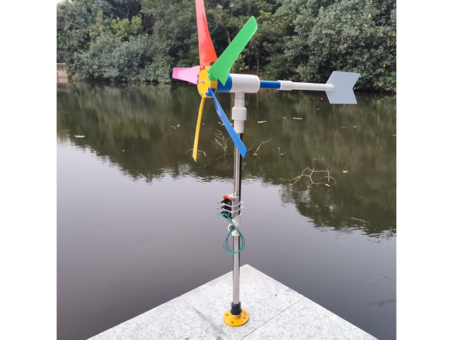 DIY Small Wind Turbine Generator Kit and Light Strip for Backyard Decoration Free Energy Generator Garden Decor 18 Inches Diameter