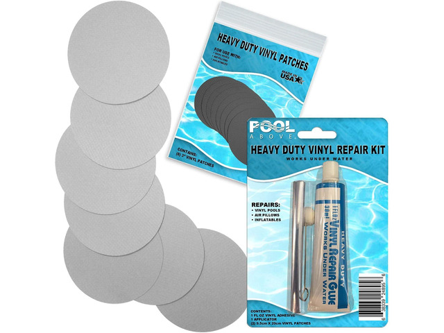 Heavy Duty Vinyl Repair Patch Kit for Above-Ground Pool Liner Repair; Glue and Patch Inflatables; Boat; Raft; Kayak; Air Beds; Inflatable Mattress...