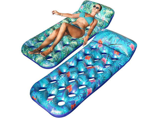 FindUWill Inflatable Pool Floats Adult, Large Pool Float Raft with Headrest for Adults, Tanning Pool Lounger Cooling Pool Floaties for Vacation