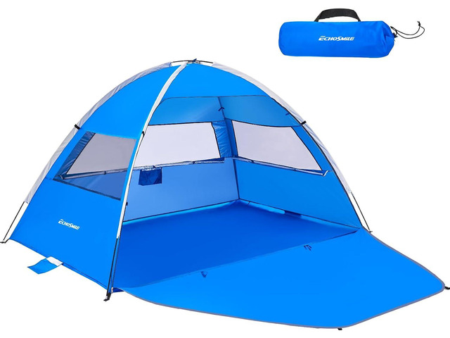 EchoSmile UPF 50+ Beach Tent Sun Shelter for 3/4 Person, Portable Beach Cabana Tent