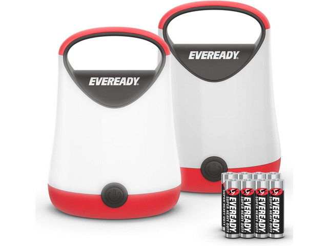 Eveready LED Camping Lantern X-250 (2-Pack), Super Bright Tent Lights, Rugged Water Resistant LED Lanterns, 100 Hour Run-time (Batteries Included),...