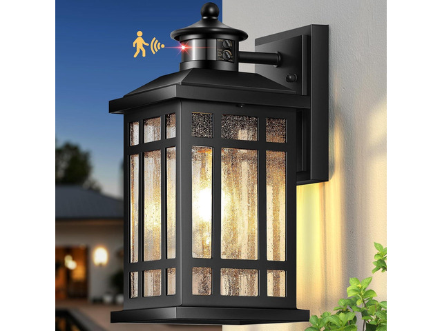 Motion Sensor Outdoor Wall Light, Adjustable Sensing Range Outside Lights for House, Black Dawn to Dusk Sconce Lights for Patio, Anti-Rust...