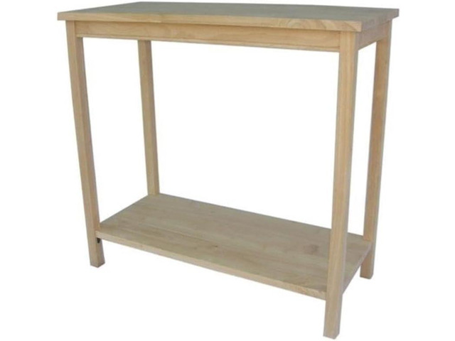 IC International Concepts, Portman Accent Table, Solid Real Wood, Sturdy Parawood, DIY, Paint/Stain Ready, Unfinished