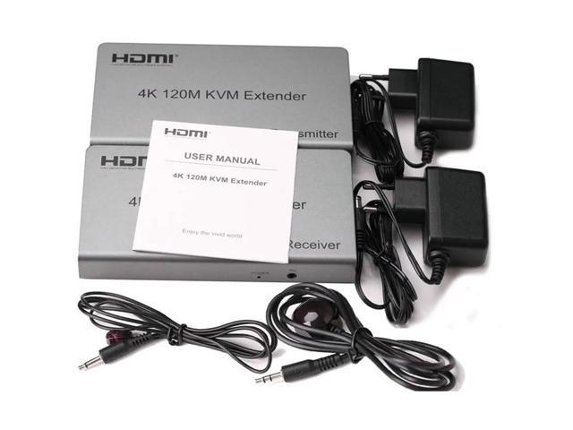4K HDMI KVM Extender 120M HDMI USB KVM Extender over Ethernet Rj45 Cat6/7 Cable Support Keyboard Mouse for PC DVR Touch Screen(UK Plug) (TX and RX)
