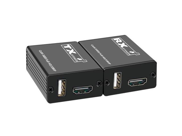 30M HDMI KVM Extender Over Rj45 Cat6 Network Cable 10080P HDMI Extender with USB Support Mouse for PC NVR DVR Camera TV Monitor