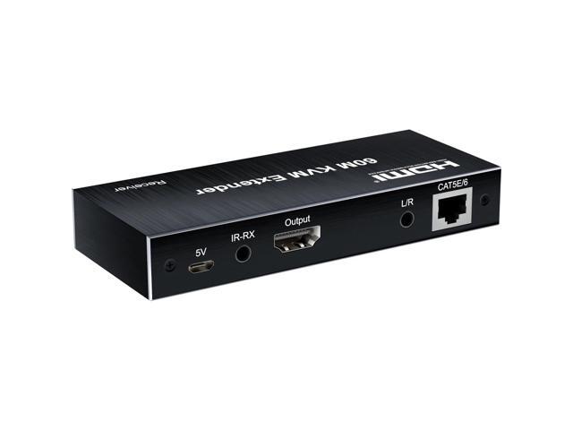 1080P HDMI KVM Extender over Rj45 Cat5e/6 to 60M HDMI USB KVM Extender Transmit with Loop Out Control Support USB Mouse Keyboard(with US Plug)