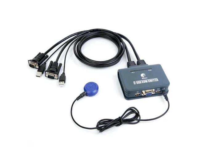 2x1 VGA KVM Switch 1080P VGA USB KVM Selector Switch 2 in 1 out with Cable for 2 Computer share 1 kit USB Keyboard Mouse Monitor