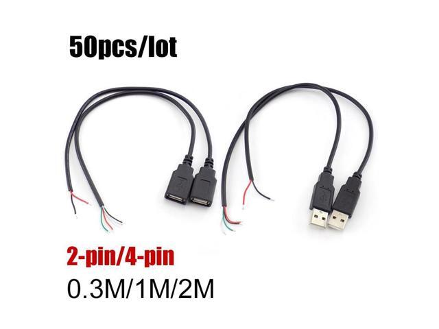 5V USB Connector Cable USB 2.0 4 Pin Micro Male female Jack Data DIY Power Charging Cord Extension charger 2 4 Wires Adapter(2 wire usb male) 2m)