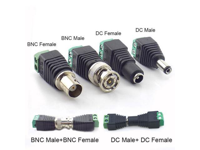 12V DC BNC Power Male Female Jack Connector Adapter Plug Video Balun Converter For CCTV Video LED Strip Light Camera Security(DC Male)