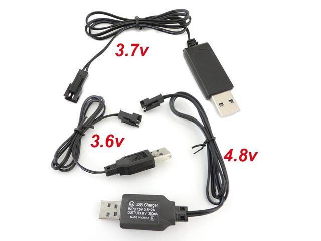 3.6V 3.7V 4.8V 250mA Battery USB Charger Cable 2P Forward Plug Remote Control Car USB Charger Electric Chargering L1(4.8V)