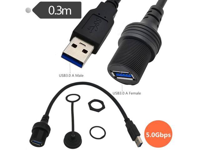 USB 3.0 USB 2.0 Male to Female Dashboard Cable Flush Mount Panel Waterproof With Cover Shielded For Car Motorcycle Boat(USB 3.0)