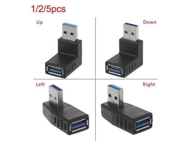 1/2/5pcs USB 3.0 A Male to Female Adapter Connector plug cable Extension Extender 90 Degree Angle Coupler For Laptop PC(up) (1 Piece)