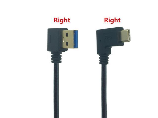 USB 3.0 Type A To USB3.1 Type C Left/Right Angle 90 Degree Male To Male Adapter Cable Extension Cord For Smartphone Tablet PC 1m(DO-RI)