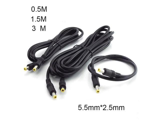 0.5/1.5/3M DC 12V 10A Power Supply Splitter Male To Male Connector 5.5mm*2.5mm Plug Power Adapter Extension Cable(3m)