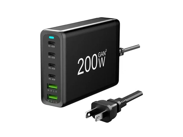 200W USB Type C Desktop Charger Multi-Port Charger With Short-Circuit Protection For Laptop Phone Charger US Plug