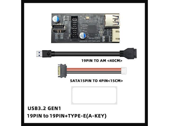 USB3.2 Front GEN1 19PIN To 19PIN+TYPE-E(A-KEY) Adapter Expansion Card With SATA15PIN To 4PIN Cable