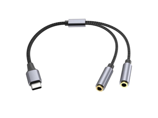 Type C to Dual 3.5mm Jack AUX USB C Male to 3.5 Female Share Music Audio 2 Earphone Adapter Splitter Y Extender for Tablet Phone