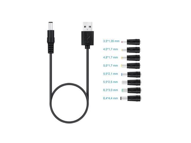 8in1 5V USB to DC 5.5x2.1mm 3.5mm 4.0mm 4.8mm 6.4mm 5.5x2.5mm Plug Charging Cord for Fan Speaker Router LED Lamp