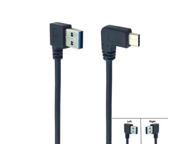 USB 3.0 Male to USB 3.1 Type C Cable Right Angle Sync Charge Converter Adapter Data Cable Drop 90 Degree Cord for laptop(Left)