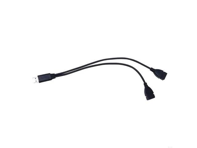 USB 2.0 Type A 1 Male to Dual USB Female for Extra Power Data Extension Cord Adapter Splitter Y-Cable Black