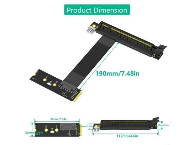 M.2 NGFF Key M to PCIE 16X Graphics Card Risers Adapter Card, Nvme to PCIExpress 16X Extension Cable(Left Direction)
