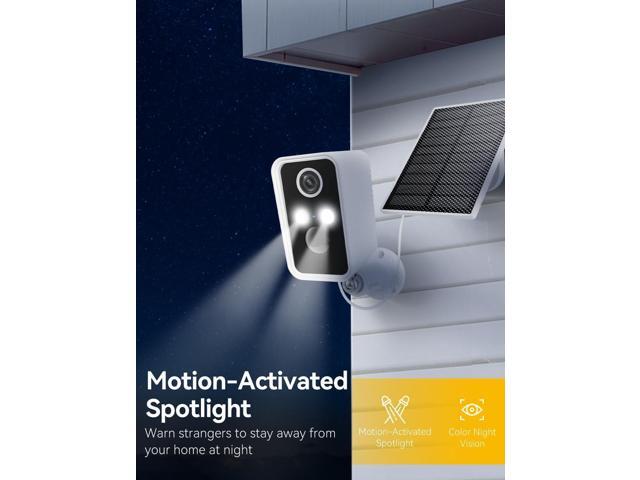 Solar Camera Outdoor Wireless, Battery Security Cameras with Solar Panel for Home Security, Motion Detection, Night Vision, Alexa, 2.4G Wi-Fi Only,...