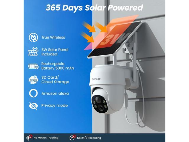 2K Cameras for Home Security-2.4G WiFi Outdoor Camera Wireless Solar/Battery Powered with solar panel, 360° Viewing, AI Human Detection, Color...
