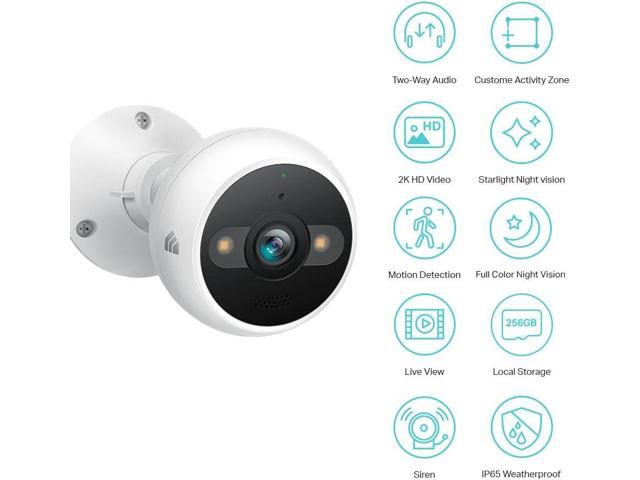 Kasa Smart 2K QHD Security Camera Outdoor Wired, IP65, Starlight Sensor & 98Ft Night Vision, Motion/Person Detection, 2 Way Audio w/Siren, Cloud/SD...