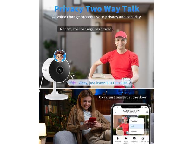 [5G & 2.4G] 2K Indoor Security Cameras for Home Security, AI Voice Change for 2-Way Talk, Motion Detection, Night Vision, 24/7 SD Recording/Cloud...