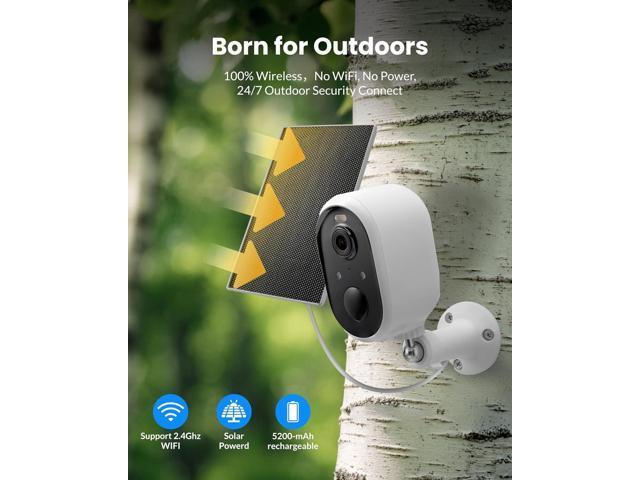 Solar Security Camera Outdoor Wireless 2 Pack, 2K Color Night Vision, Battery Powered PIR Motion Detection,2.4GHz WiFi Cameras for Home...