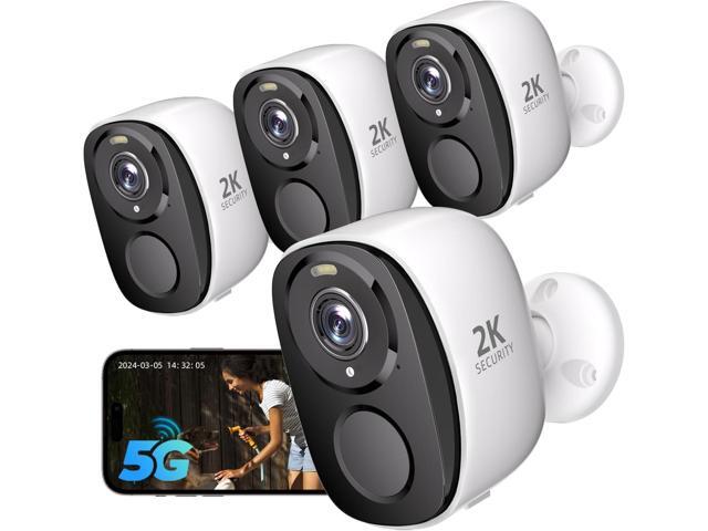 4PC 2.4G/5GHz WiFi Security Cameras Wireless Outdoor,2K Battery Home Security Camera with AI Detection,Siren, Surveillance Indoor Home Camera,...