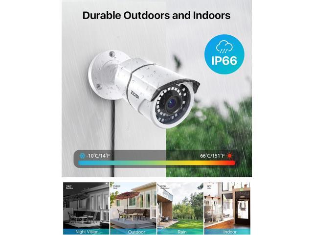 ZOSI 2MP 1080p Security Camera,4-in-1 TVI/CVI/AHD/CVBS Surveillance Bullet Camera Indoor Outdoor,Night Vision,Work for 960H,720P,1080P analog CCTV DVR