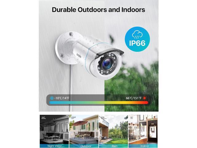 ZOSI 2MP 1080p HD Security Camera Outdoor Indoor 1920TVL (Hybrid 4-in-1 HD-CVI/TVI/AHD/960H Analog CVBS),24PCS LEDs,80ft Night Vision, 90°View...