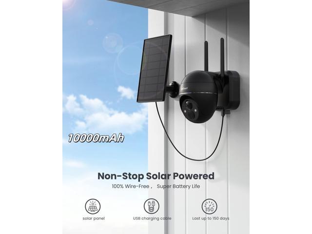 Security Cameras Wireless Outdoor, 2K Solar Security Camera System 360° PTZ with Spotlight & Siren, ieGeek 2.4Ghz Outdoor Security Cameras,Color...