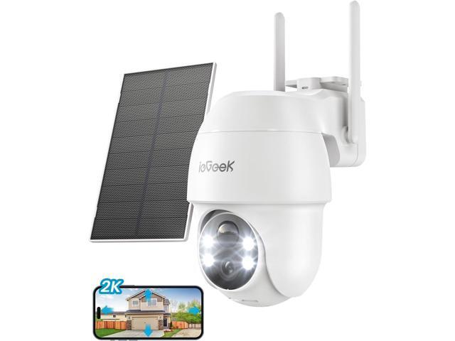 ieGeek Solar Security Cameras Wireless Outdoor, 2K 2.4G WiFi Camera with Solar Panel and Battery Powered, Color Night Vision with Spotlight, 360°...