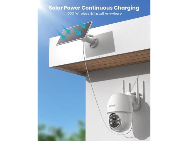 ieGeek Solar Security Cameras Wireless Outdoor, 2K 2.4G WiFi Camera with Solar Panel and Battery Powered, Color Night Vision with Spotlight, 360°...
