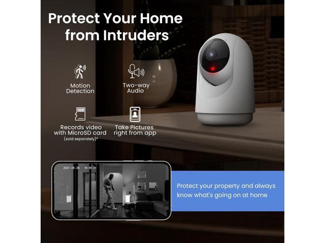 Feit Electric Indoor Security Camera with Motion Detection, 30ft. Night Vision, Pan and Tilt Head, 2.4GHz WiFi, 2-Way Audio, 1080p HD, Works with...