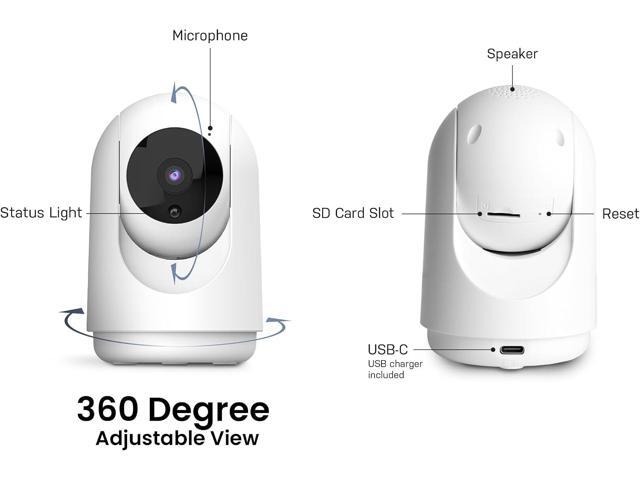 Feit Electric Indoor Security Camera with Motion Detection, 30ft. Night Vision, Pan and Tilt Head, 2.4GHz WiFi, 2-Way Audio, 1080p HD, Works with...