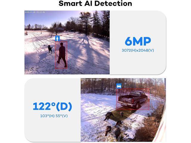 ONWOTE 6MP Super HD PoE IP Security Camera with Audio, AI Human Vehicle Detection, 3072x2048 6 Megapixels, 122° FoV, Indoor/Outdoor Commercial...