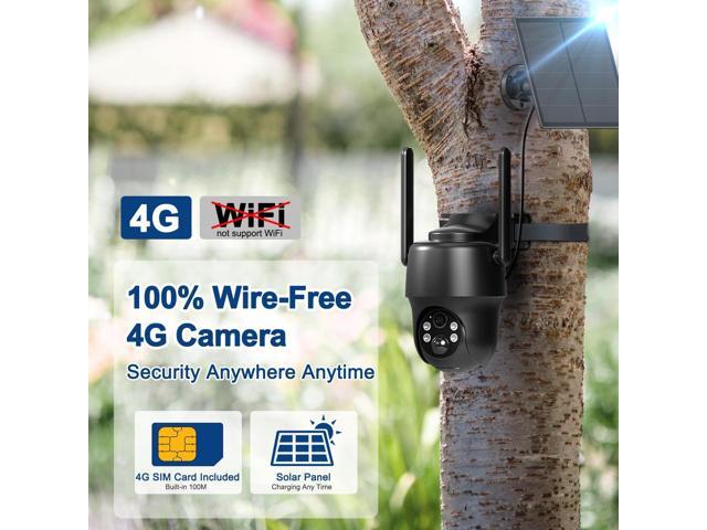 ANRAN 4G LTE Cellular Solar Security Camera Wireless Outdoor,No WiFi 3MP Solar Powered 2K Camera,Color Night Vision,360° Live View,PIR Motion...