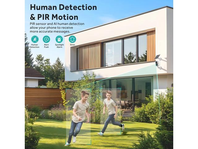 4MP Solar Security Camera Outdoor, 5G & 2.4GHz Wireless Rechargeable Battery Cam with Spotlight/Siren, AI Human Detection, Color Night Vision, 2-Way...
