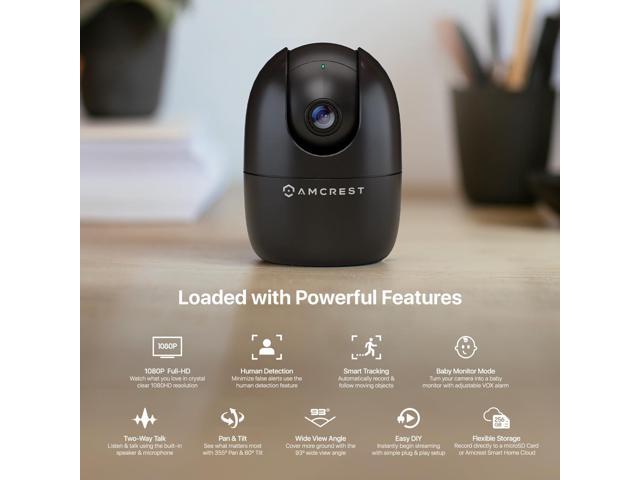 Amcrest 1080P WiFi Camera Indoor, Nanny Cam, Dog Camera, Sound & Baby Monitor, Human & Pet Detection, Motion-Tracking, 2.4Ghz Only, Pan/Tilt...