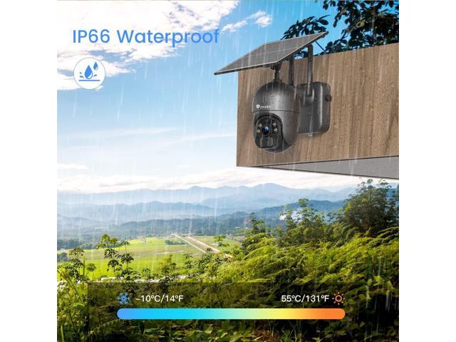 Ctronics 3MP Solar Security Camera Wireless Outdoor WiFi, PTZ Surveillacne Camera Battery-Powered for Home Security, 360° View, Spotlight Color...