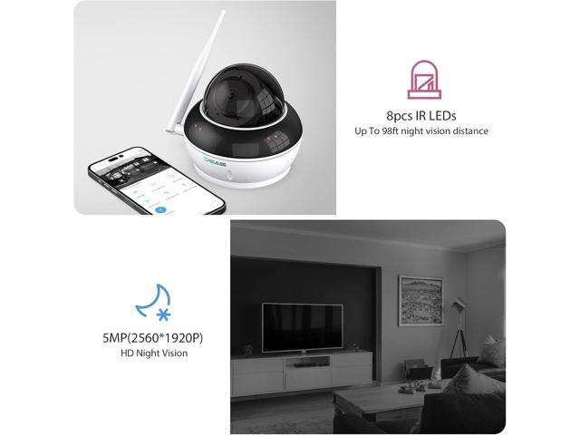 SV3C PTZ WiFi Security Camera Outdoor, 5MP Wireless Dome Camera Indoor with Auto Tracking, Infrared Night Vision, 2-Way Audio, Motion Detection,...