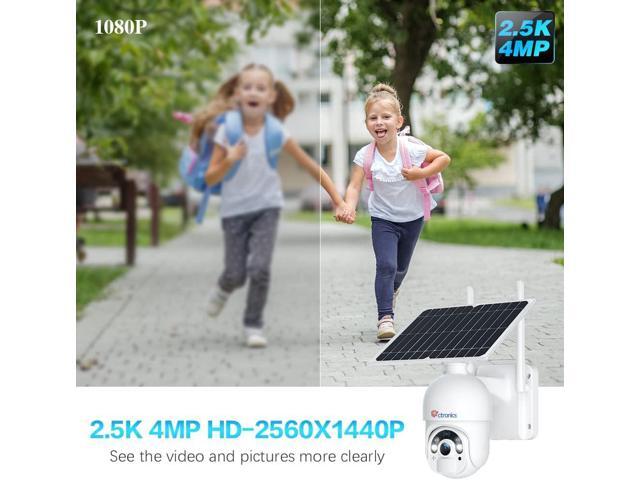 Ctronics 2.5K 4MP Security Cameras Wireless Outdoor, WiFi Solar Security Camera 2560 * 1440P 10000mAh Battery Powered, 360° PTZ, Color Night...