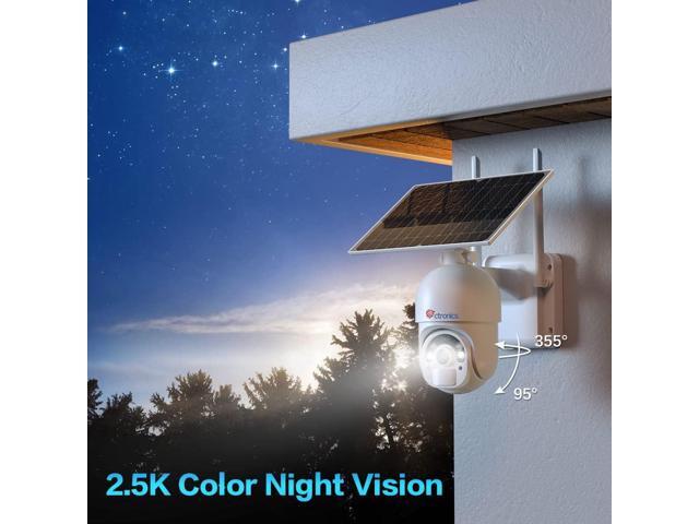 Ctronics 2.5K 4MP Security Cameras Wireless Outdoor, WiFi Solar Security Camera 2560 * 1440P 10000mAh Battery Powered, 360° PTZ, Color Night...