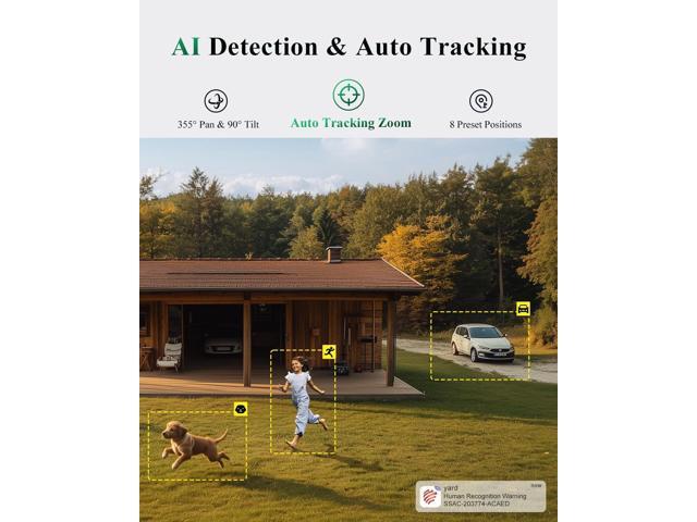 Ctronics [10X Hybrid Zoom] Dual-Lens 4K 8MP Security Camera Outdoor, Auto Tracking & Zoom, 2.4/5GHz WiFi, AI Human/Vehicle/Animal Detection, 256GB...